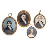 ˜FOUR PORTRAIT MINIATURES, ENGLISH SCHOOL, CIRCA 1815-1840