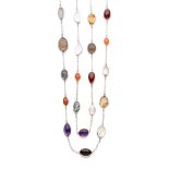 MULTI COLOURED GEMSTONE LONG CHAIN NECKLACE