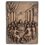 □ A BRONZE PLAQUETTE OF THE LAST SUPPER, WORKSHOP OF MATTHIAS WALBAUM (1554-1632), 16TH CENTURY