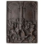 □ A BRONZE PLAQUETTE OF THE FLAGELLATION, AFTER GALEAZZO MONDELLA, KNOWN AS MODERNO (1467-1528), PRO