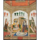 RADHA AND KRISHNA IN A PALACE, PROBABLY JAIPUR, INDIA, EARLY 19TH CENTURY