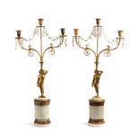 A PAIR OF NEO-CLASSICAL GILT-BRONZE FIGURAL CANDELABRA, SWEDISH, CIRCA 1800