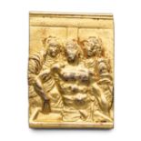 □ A BRONZE-GILT PLAQUETTE OF THE ENTOMBMENT, AFTER GALEAZZO MONDELLA, KNOWN AS MODERNO (1467-1528),