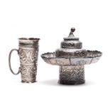 TWO SILVER OBJECTS, INDIA AND TIBET, CIRCA 1900