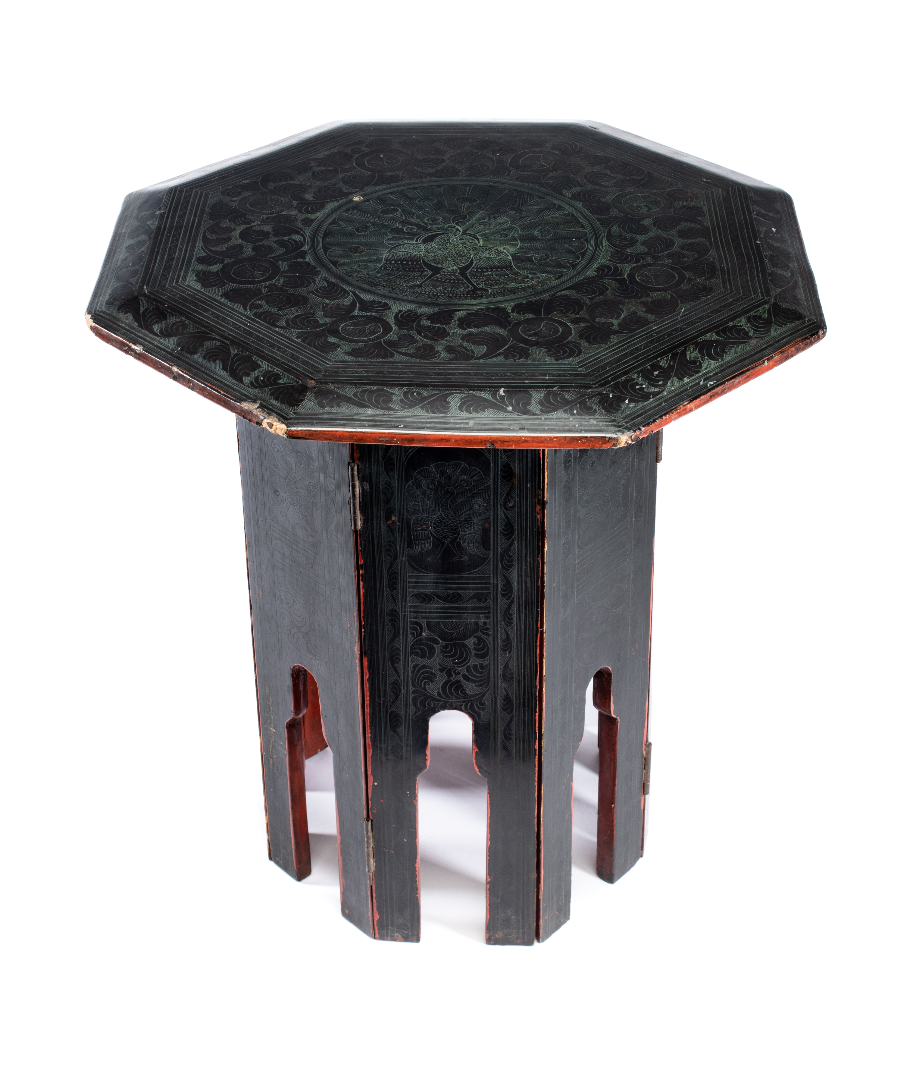 AN ANGLO-BURMESE LACQUERED WOOD SIDE TABLE, LATE 19TH CENTURY