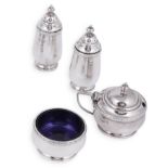 [GP] A GEORGE V SILVER FOUR-PIECE CONDIMENT SET, ADIE BROTHERS LTD., BIRMINGHAM, 1931