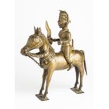A BRASS FIGURE OF KHANDOBA ON HIS HORSE, WESTERN DECCAN, INDIA, 18TH CENTURY