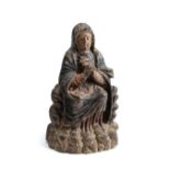 A CARVED AND PAINTED WOOD FIGURE OF THE VIRGIN MARY, GOA, 18TH CENTURY