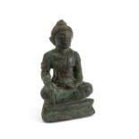 A SMALL MON-DVARAVATI BRONZE FIGURE OF BUDDHA, THAILAND, CIRCA 8TH CENTURY