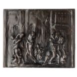 □ A BRONZE PLAQUETTE OF THE RAPE OF THE SABINE WOMEN, AFTER GIAMBOLOGNA (1529-1608), PERHAPS GERMAN