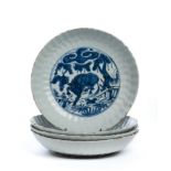 A SET OF FOUR CHINESE BLUE AND WHITE DISHES, WANLI PERIOD (1573-1619)