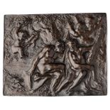 □ A BRONZE PLAQUETTE OF HERCULES AND OMPHALE, AFTER POSSIBLY NICCOLO DE~BONIS, (FLOURISHED LATE 16TH