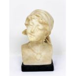 AN ART NOUVEAU ALABASTER BUST OF A YOUNG WOMAN, CONTINENTAL, CIRCA 1900