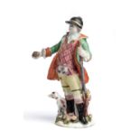 A BOW FIGURE OF A HUNTER, CIRCA 1760