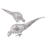 A PAIR OF GERMAN SILVER TABLE PHEASANTS, L. NERESHEIMER & CO., HANAU, CIRCA 1933