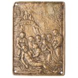 □ A BRONZE PLAQUETTE OF THE LAMENTATION, ROME OR EMILIA ROMAGNA, EARLY 16TH CENTURY