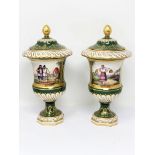 A PAIR OF CONTINENTAL PORCELAIN VASES AND COVERS, RUSSIAN STYLE, CIRCA 1900