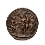 □ A BRONZE PLAQUETTE OF THE JUDGEMENT OF PARIS, MASTER IO.F.F., PROBABLY SECOND HALF 16TH CENTURY