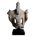 A NEAR LIFESIZE UPPER PART OF A CHOLA FIGURE OF VISHNU, TAMIL NADU, SOUTH INDIA, 12TH/13TH CENTURY