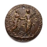 □ A SMALL BRONZE PLAQUETTE OF THE INCREDULITY OF ST. THOMAS, VENICE, LATE 15TH CENTURY