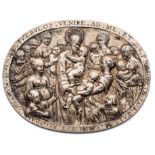 □ A SILVER PANEL ~SUFFER THE LITTLE CHILDREN TO COME UNTO ME~, AFTER LUCAS CRANACH (1472-1553), PROB