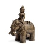 A BRONZE INKPOT IN THE FORM OF AN ELEPHANT, DECCAN, SOUTHERN INDIA, 18TH/19TH CENTURY