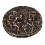 □ A BRONZE PLAQUETTE OF THE ADORATION OF THE SHEPHERDS, AFTER Giovanni Giacomo Caraglio (c.1500/1505
