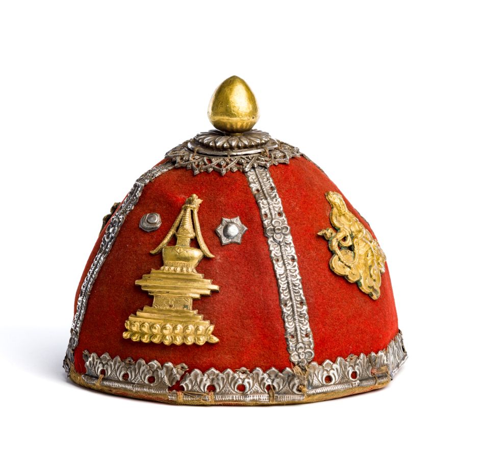 A NEWARI PRIEST~S HAT, PROBABLY PATAN, NEPAL, 19TH/20TH CENTURY