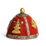 A NEWARI PRIEST~S HAT, PROBABLY PATAN, NEPAL, 19TH/20TH CENTURY