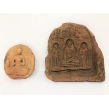 TWO TERRACOTTA VOTIVE PLAQUES, PAGAN, BURMA, (NOW BAGAN, MYANMAR), CIRCA 12TH CENTURY