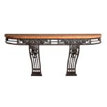 A FRENCH ART DECO IRON AND MARBLE CONSOLE TABLE, ATTRIBUTED TO PAUL KISS, PARIS, CIRCA 1930