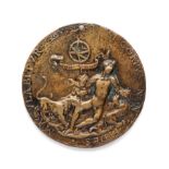 □ A BRONZE PLAQUETTE OF AN ALLEGORY OF FIDELITY, ATTRIBUTED TO MASTER IO.F.F., CIRCA 1500