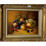 John Smith: Still life of fruit, oil on canvas, signed, 29 x 39 cm, framed