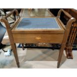 An Edwardian inlaid mahogany piano stool with box seat