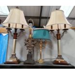 A pair of decorative table lamps; 4 others