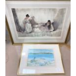 Sir William Russell Flint: Spanish lady reclining, limited edition print, 41 x 58 cm, framed and
