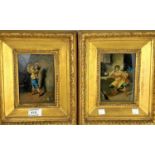 19th Century Italian School: pair of oils on board depicting gentlemen smoking and drinking, 15 x 10