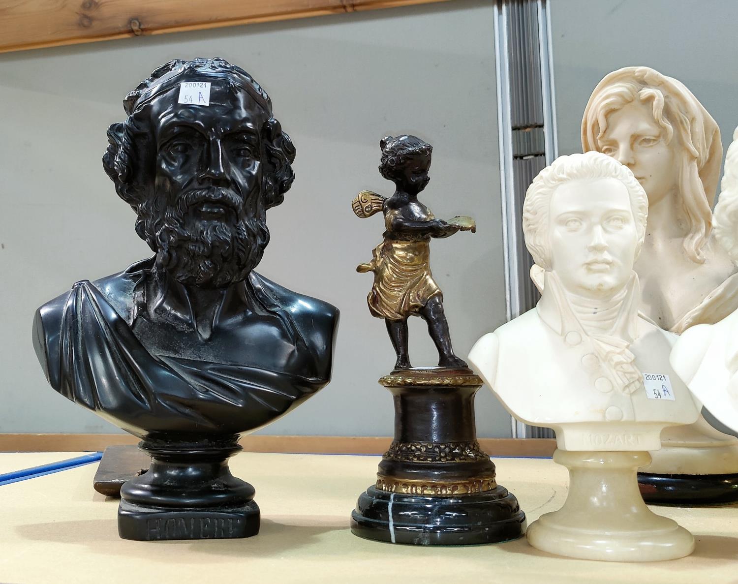 A variety of resin busts on stands in the classical manner, largest 38cm, smallest 23cm - Image 2 of 3