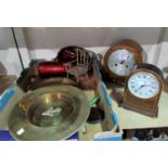 A 1930's mantel clock with strike; miscellaneous decorative items