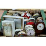 A large selection of unused mantel/alarm clocks