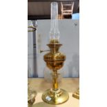 A Victorian style brass oil lamp, 66 cm overall