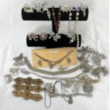 A selection of vintage and later diamante costume jewellery (please note some items may have