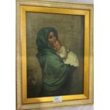 Early 20th Century Italian School: Madonna and Child, oil on canvas, signed, 34 x 24 cm, gilt framed