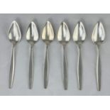 A set of 6 Georg Jensen grapefruit spoons stamped with maker's name and Sterling Denmark, 6oz.