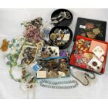 A selection of vintage and other costume jewellery etc