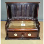 A 19th century stained wood cash till with glass coin tubes and drawers, height 30 cm