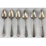 A set of 6 Old English pattern Georgian hallmarked silver tea spoons, London 1801, 2.3oz. (72gm)