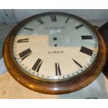 A 19th century wall clock in mahogany circular case with single train fusee movement, by Jas Callow,