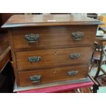 An Edwardian mahogany miniature 3 height chest of drawers, width 47 cm