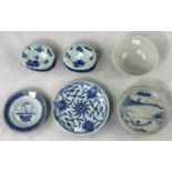 A selection of Chinese porcelain mainly blue and white with green glazed bowl also